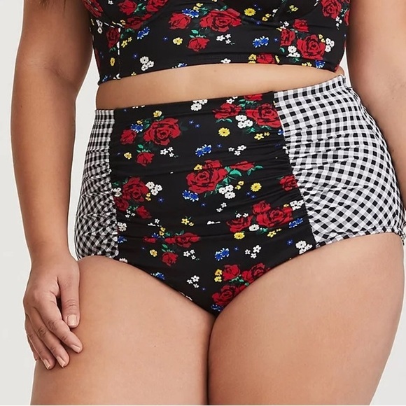 Torrid Gingham and Floral Print High Waist Bikini - Picture 1 of 6